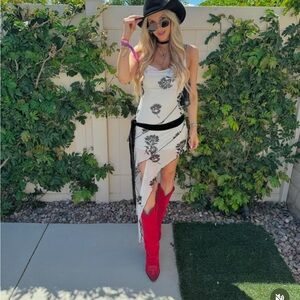 12th Tribe Dress | 12th Tribe white dress with black flowers